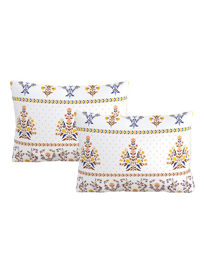 Home Ecstasy 100% Cotton 140 TC Floral Bedsheet Set - Colour: Brown