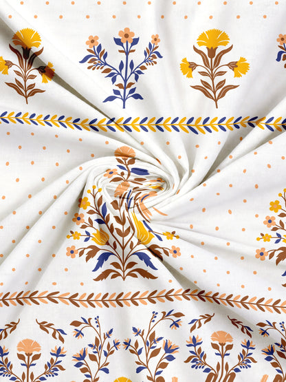Home Ecstasy 100% Cotton 140 TC Floral Bedsheet Set - Colour: Brown