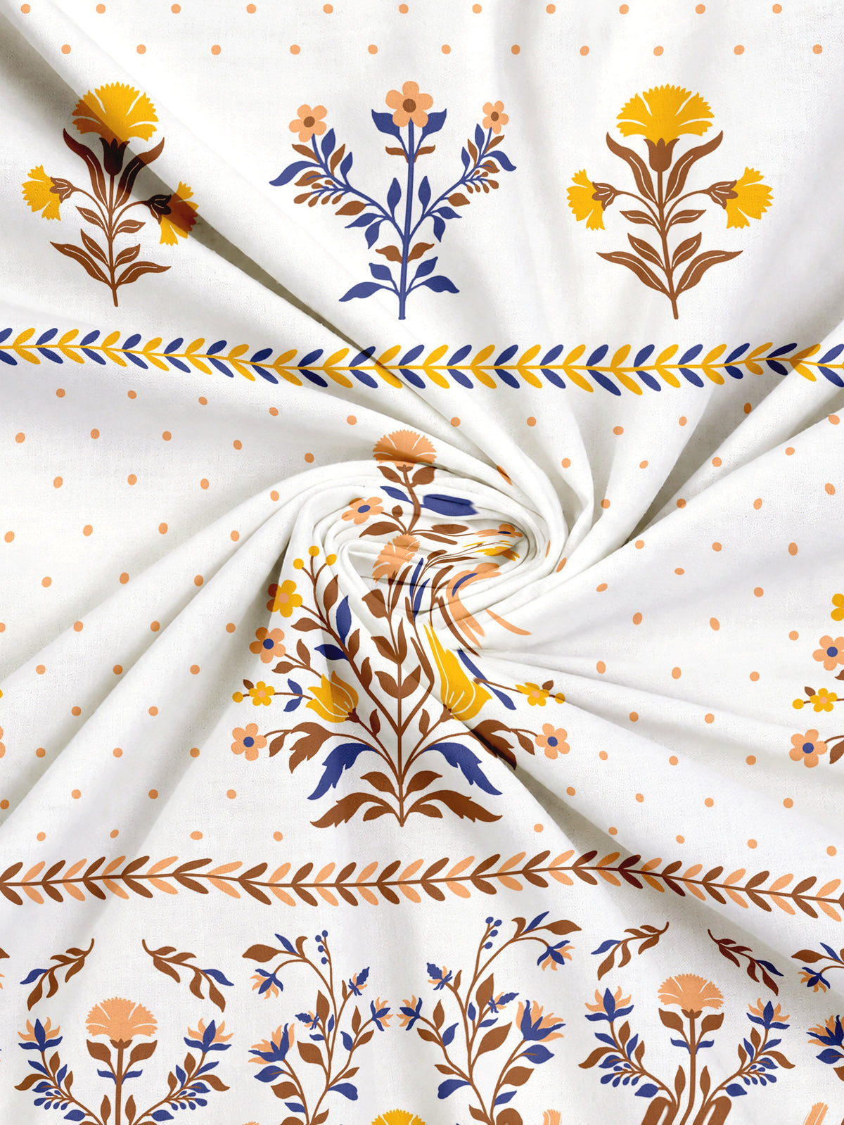 Home Ecstasy 100% Cotton 140 TC Floral Bedsheet Set - Colour: Brown