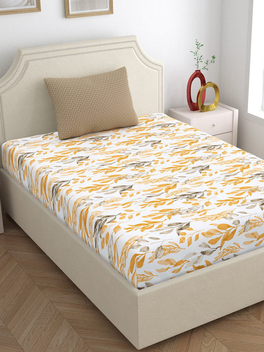 Home Ecstasy 100% Cotton 140 TC Floral Bedsheet Set - Colour: Brown