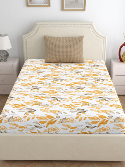Home Ecstasy 100% Cotton 140 TC Floral Bedsheet Set - Colour: Brown