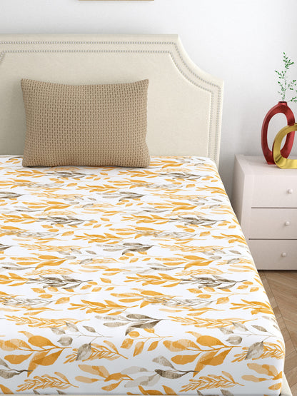 Home Ecstasy 100% Cotton 140 TC Floral Bedsheet Set - Colour: Brown