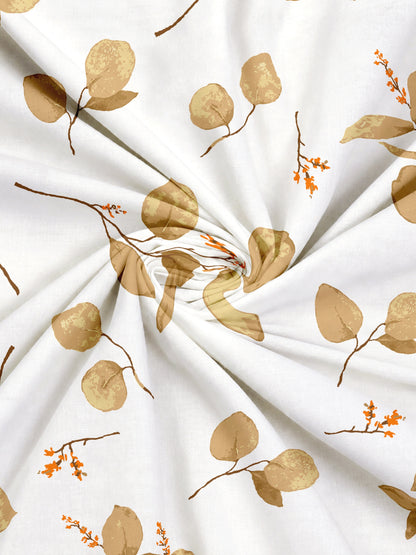 Home Ecstasy 100% Cotton 140 TC Floral Bedsheet Set - Colour: Brown