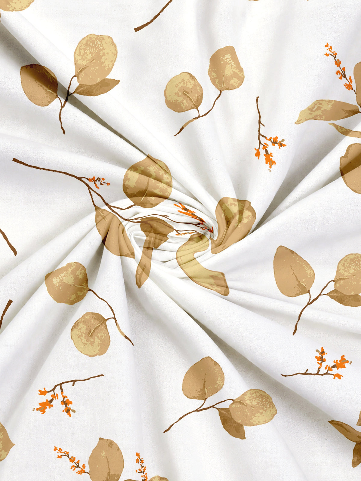 Home Ecstasy 100% Cotton 140 TC Floral Bedsheet Set - Colour: Brown
