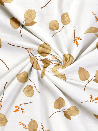 Home Ecstasy 100% Cotton 140 TC Floral Bedsheet Set - Colour: Brown