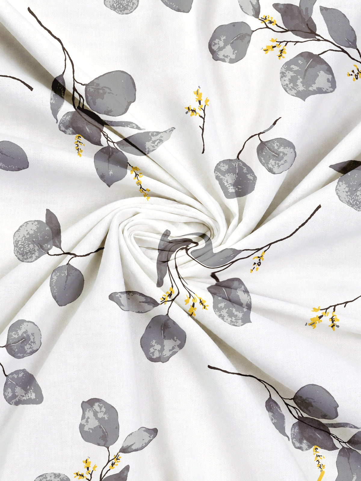 Home Ecstasy 100% Cotton 140 TC Floral Bedsheet Set - Colour: Grey