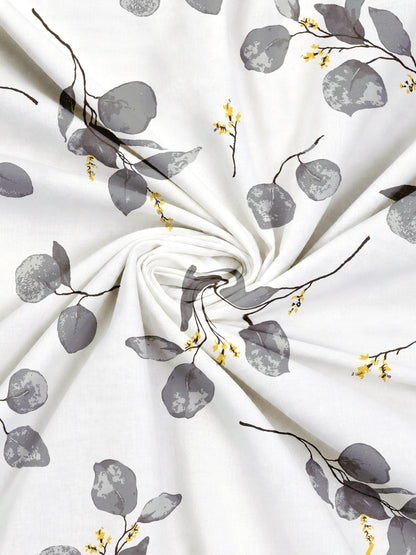 Home Ecstasy 100% Cotton 140 TC Floral Bedsheet Set - Colour: Grey
