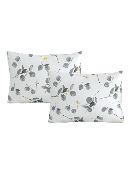 Home Ecstasy 100% Cotton 140 TC Floral Bedsheet Set - Colour: Grey