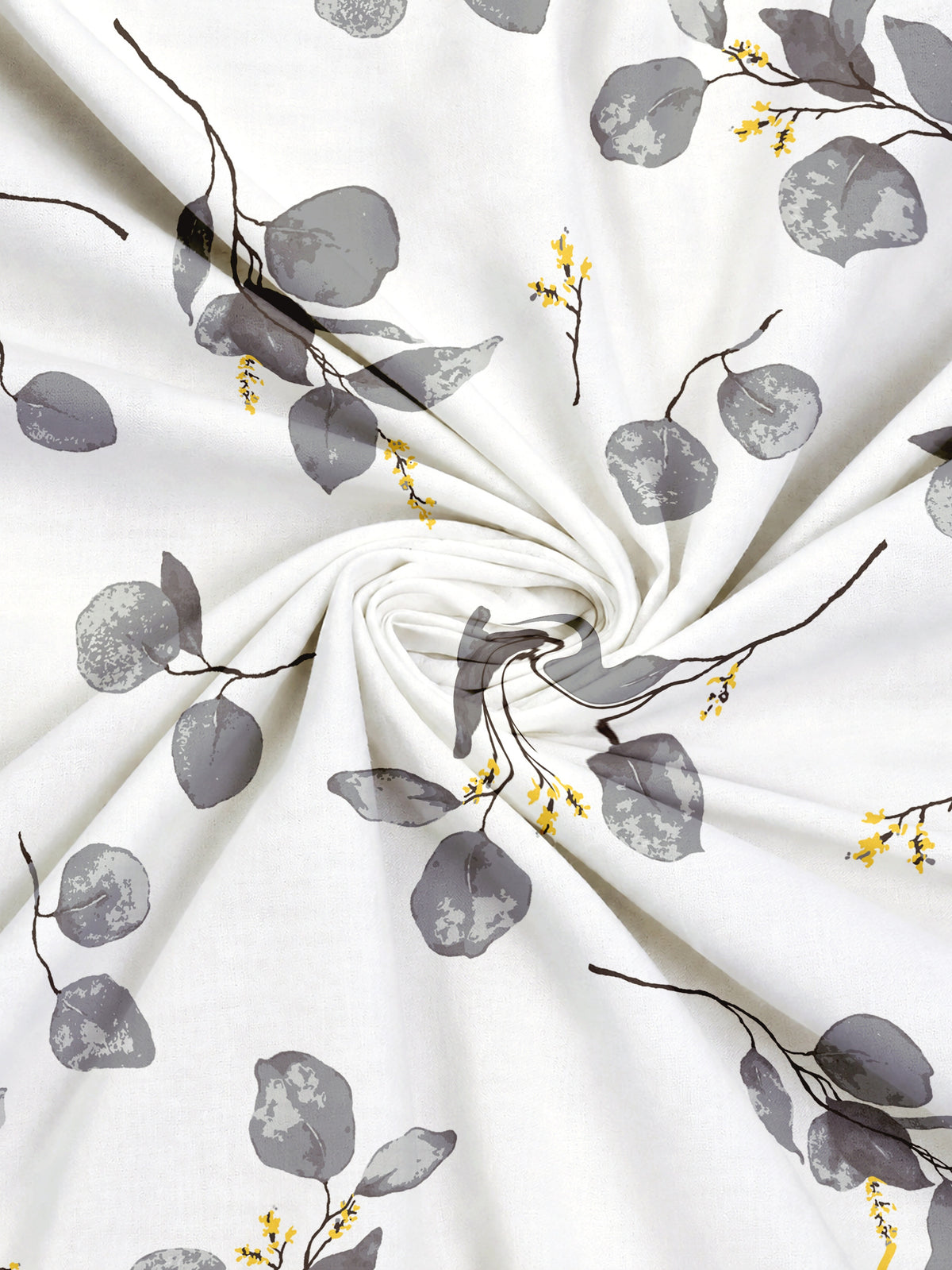 Home Ecstasy 100% Cotton 140 TC Floral Bedsheet Set - Colour: Grey