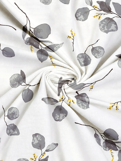 Home Ecstasy 100% Cotton 140 TC Floral Bedsheet Set - Colour: Grey