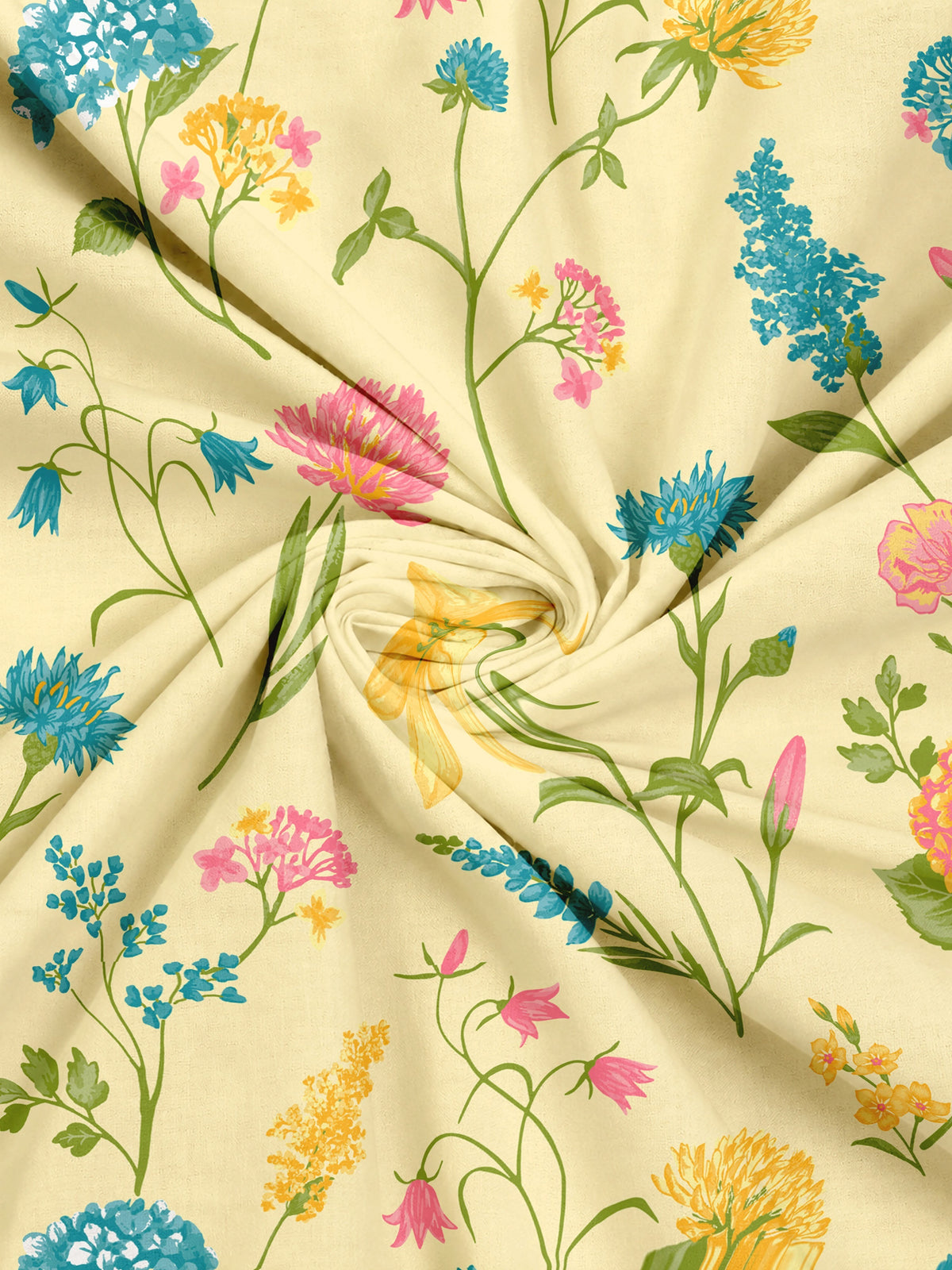 Home Ecstasy 100% Cotton 140 TC Floral Bedsheet Set - Colour: Cream