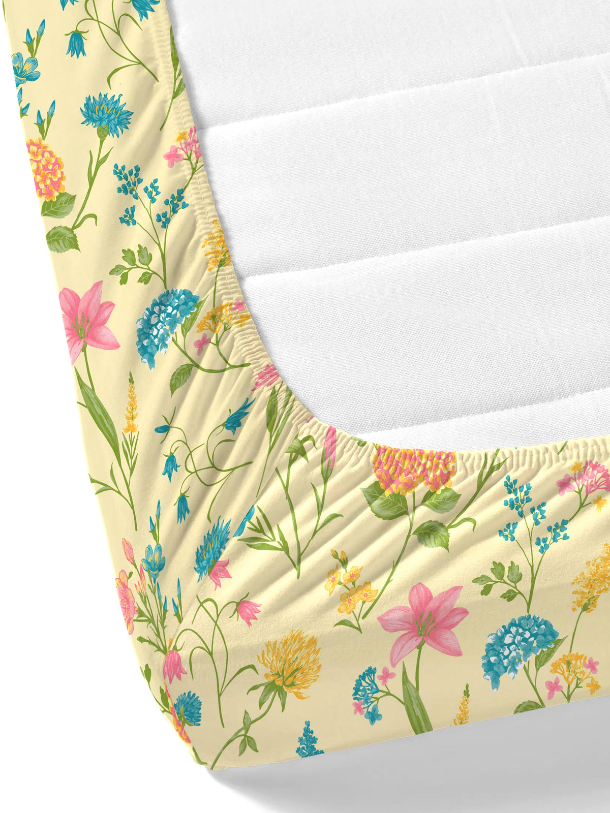 Home Ecstasy 100% Cotton 140 TC Floral Bedsheet Set - Colour: Cream