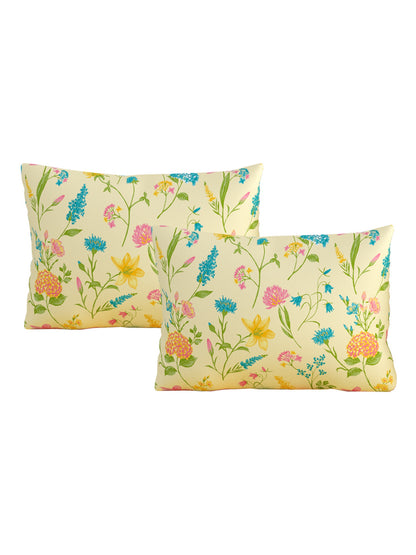 Home Ecstasy 100% Cotton 140 TC Floral Bedsheet Set - Colour: Cream