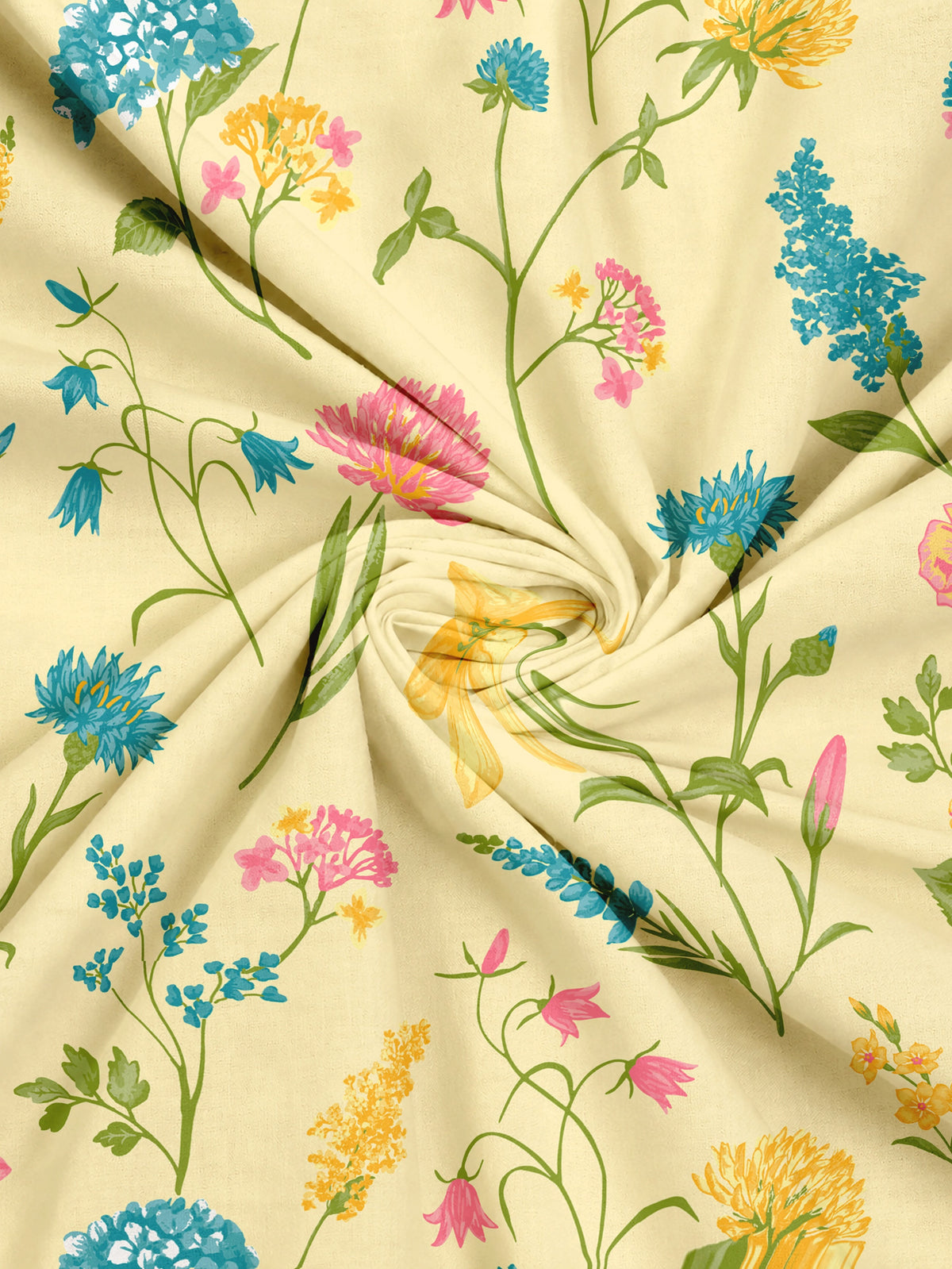 Home Ecstasy 100% Cotton 140 TC Floral Bedsheet Set - Colour: Cream