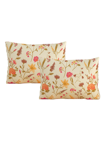 Home Ecstasy 100% Cotton 140 TC Floral Bedsheet Set - Colour: Beige