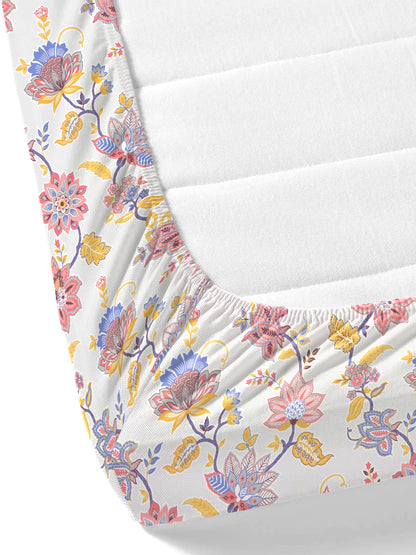 Home Ecstasy 100% Cotton 140 TC Floral Bedsheet Set - Colour: Purple