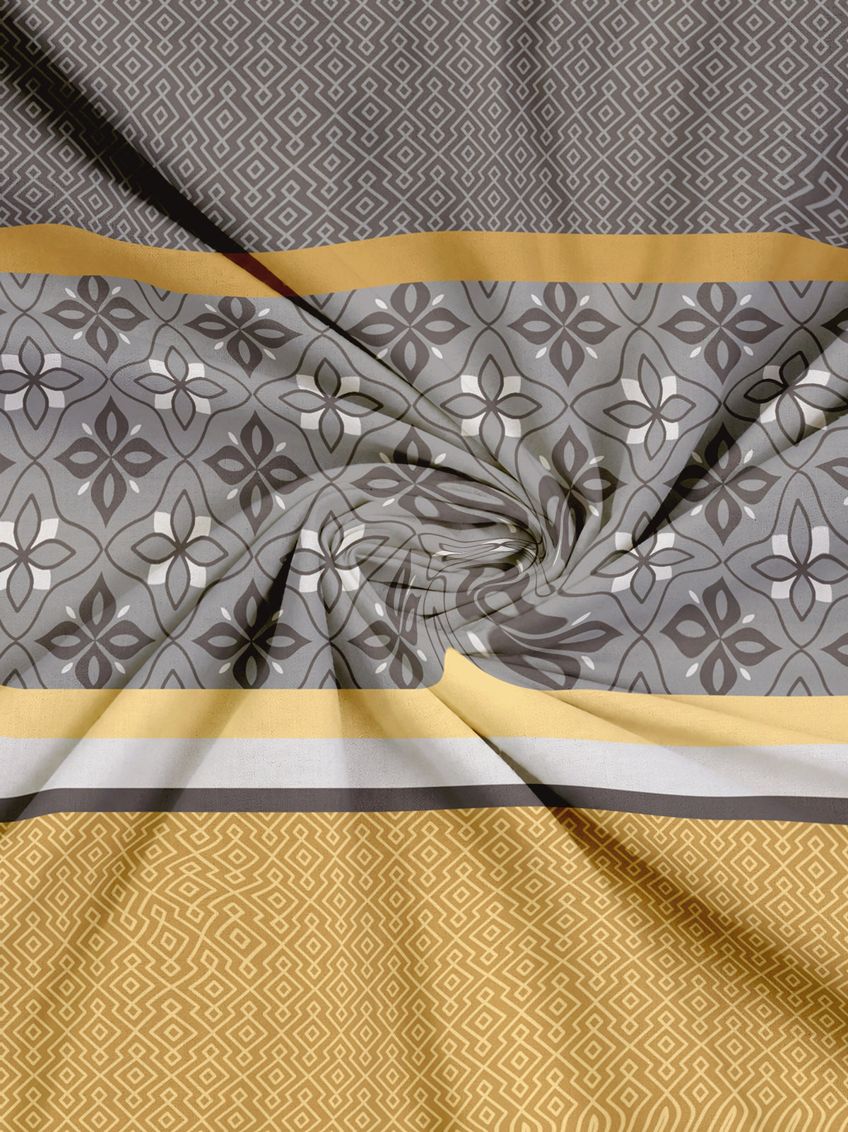 Home Ecstasy 100% Cotton 140 TC Ethnic Bedsheet Set - Colour: Grey