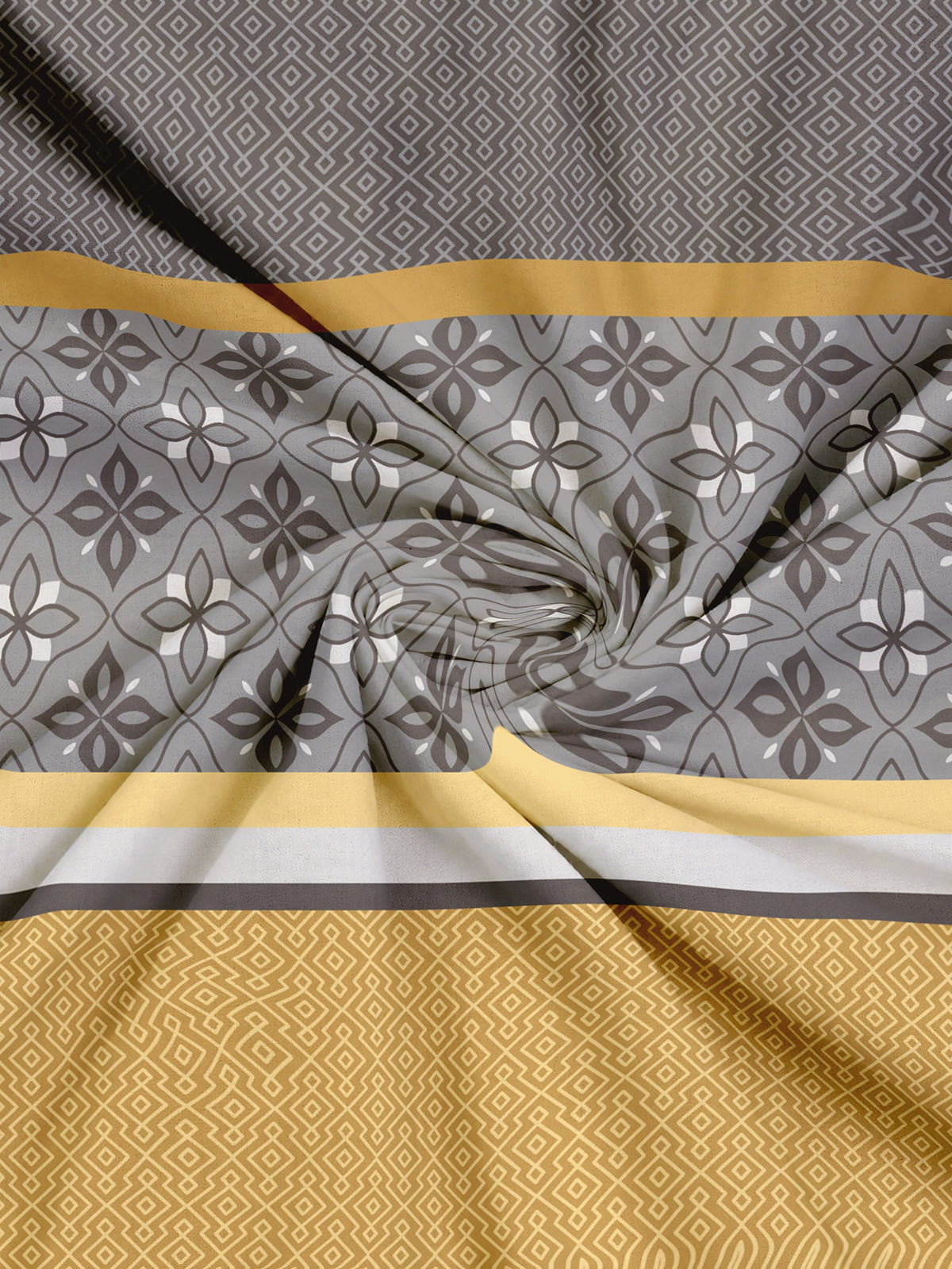 Home Ecstasy 100% Cotton 140 TC Ethnic Bedsheet Set - Colour: Grey