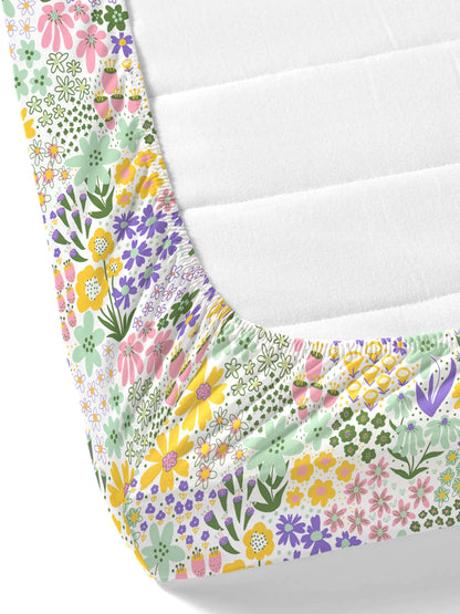 Home Ecstasy 100% Cotton 140 TC Floral Bedsheet Set - Colour: Green