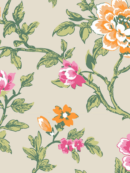 Home Ecstasy 100% Cotton 140 TC Floral Bedsheet Set - Colour: Beige