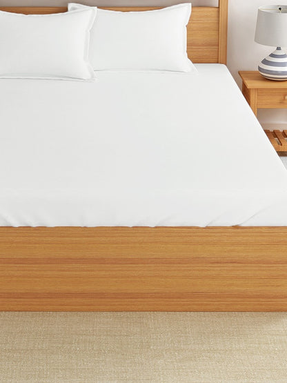Dreamscape 100% Cotton Stripe Bedsheet Set | 200 TC | White