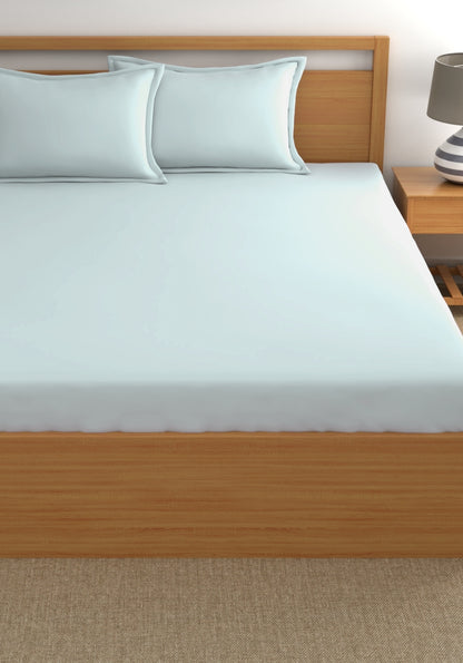 Dreamscape 100% Cotton Solid Bedsheet Set | 400 TC | Light Blue