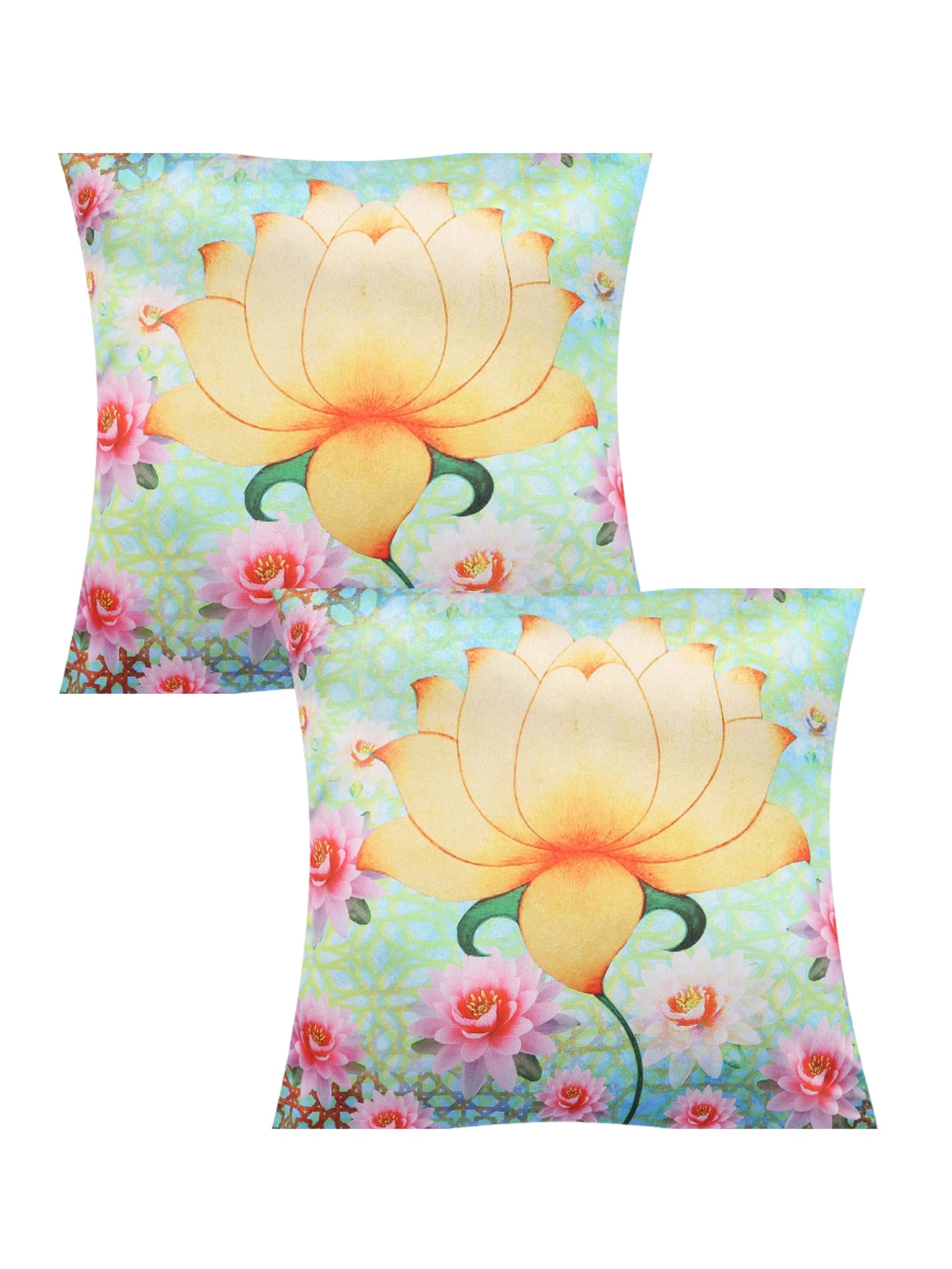 Dreamscape 100% Polyester Printed Multi Cushion Cover 16"x16" (Set of 2) | 140 TC | Multi