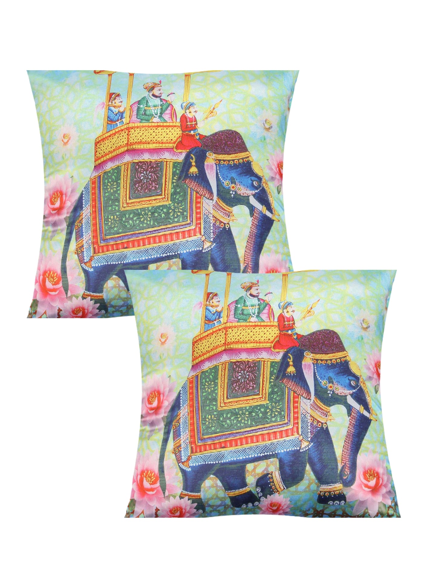 Dreamscape 100% Polyester Printed Multi Cushion Cover 16"x16" (Set of 2) | 140 TC | Multi