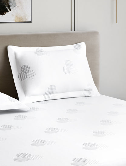 Home Ecstasy 100% Cotton 500 TC Jacquard Bedsheet Set - Snow White