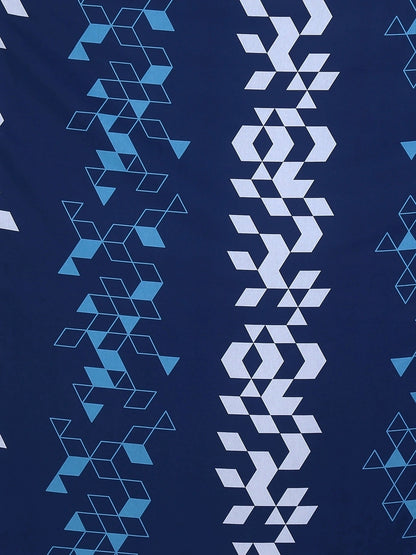 Dreamscape 100% Cotton Geometric Bedsheet Set | 140 TC | Blue