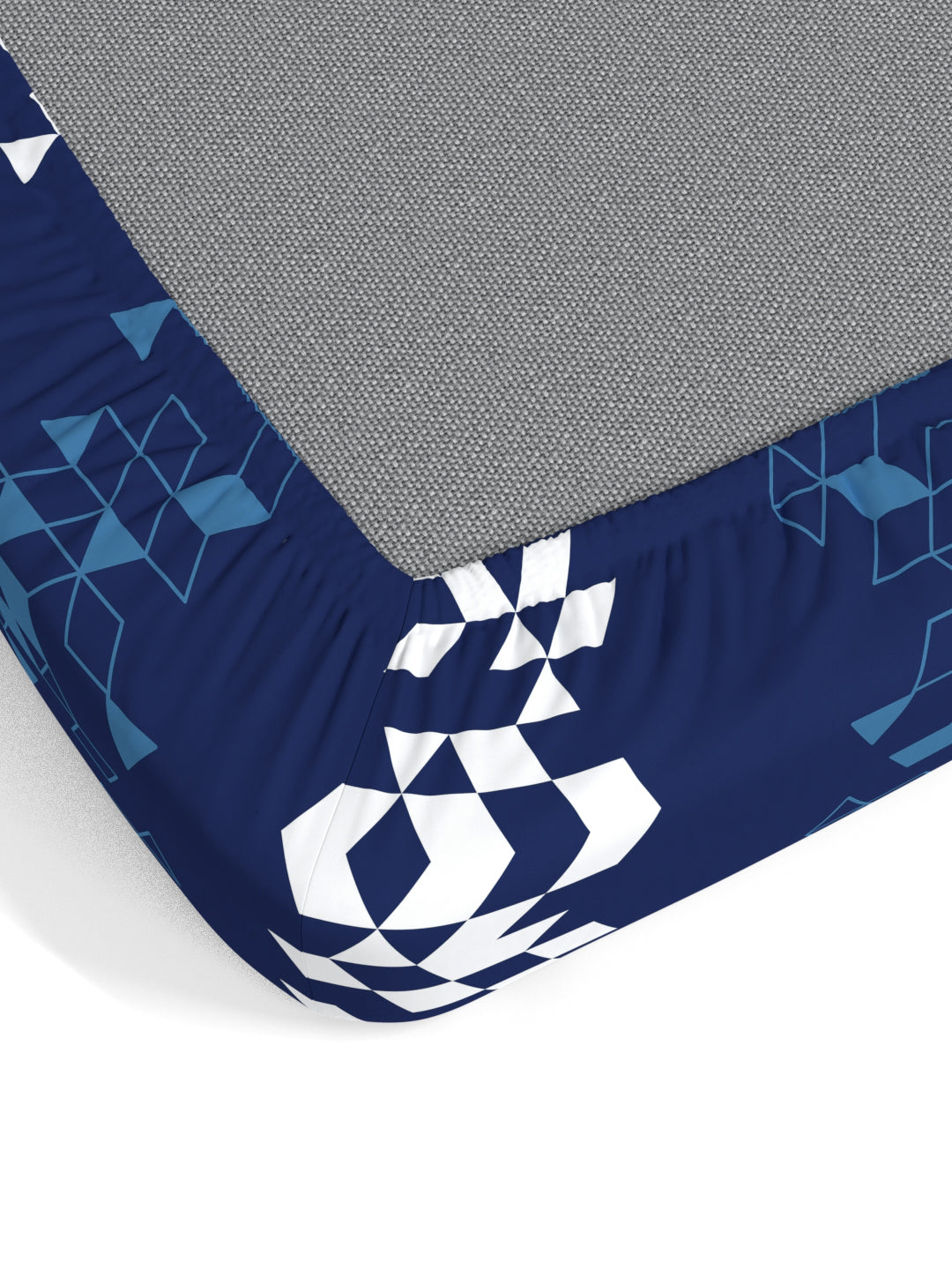 Dreamscape 100% Cotton Geometric Bedsheet Set | 140 TC | Blue
