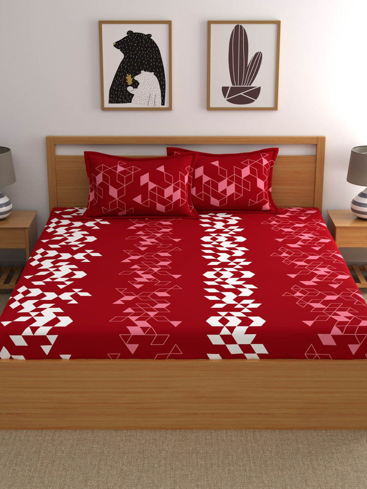 Dreamscape 100% Cotton Geometric Bedsheet Set