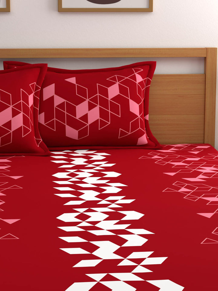 Dreamscape 100% Cotton Geometric Bedsheet Set