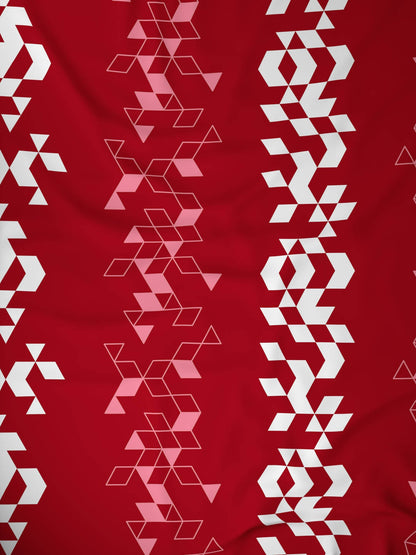 Dreamscape 100% Cotton Geometric Bedsheet Set | 140 TC | Red
