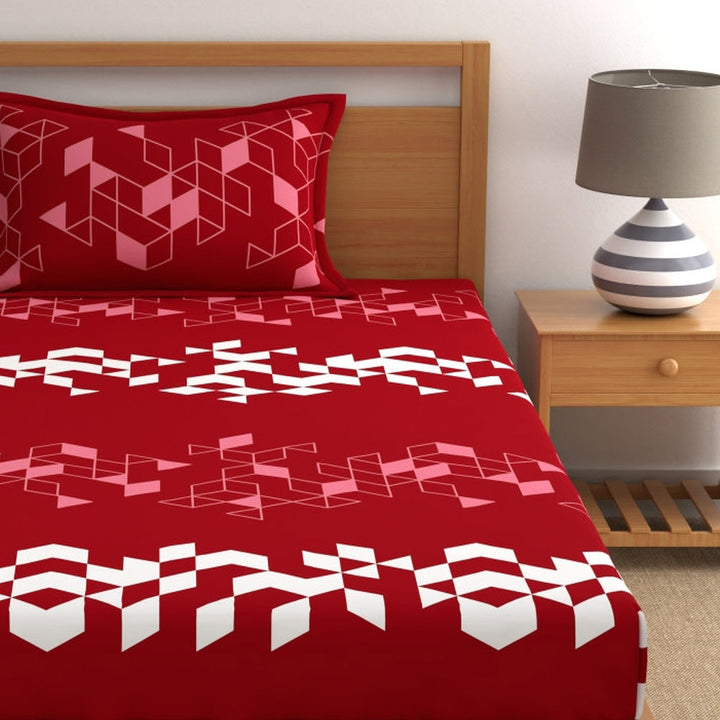Dreamscape 100% Cotton Geometric Bedsheet Set