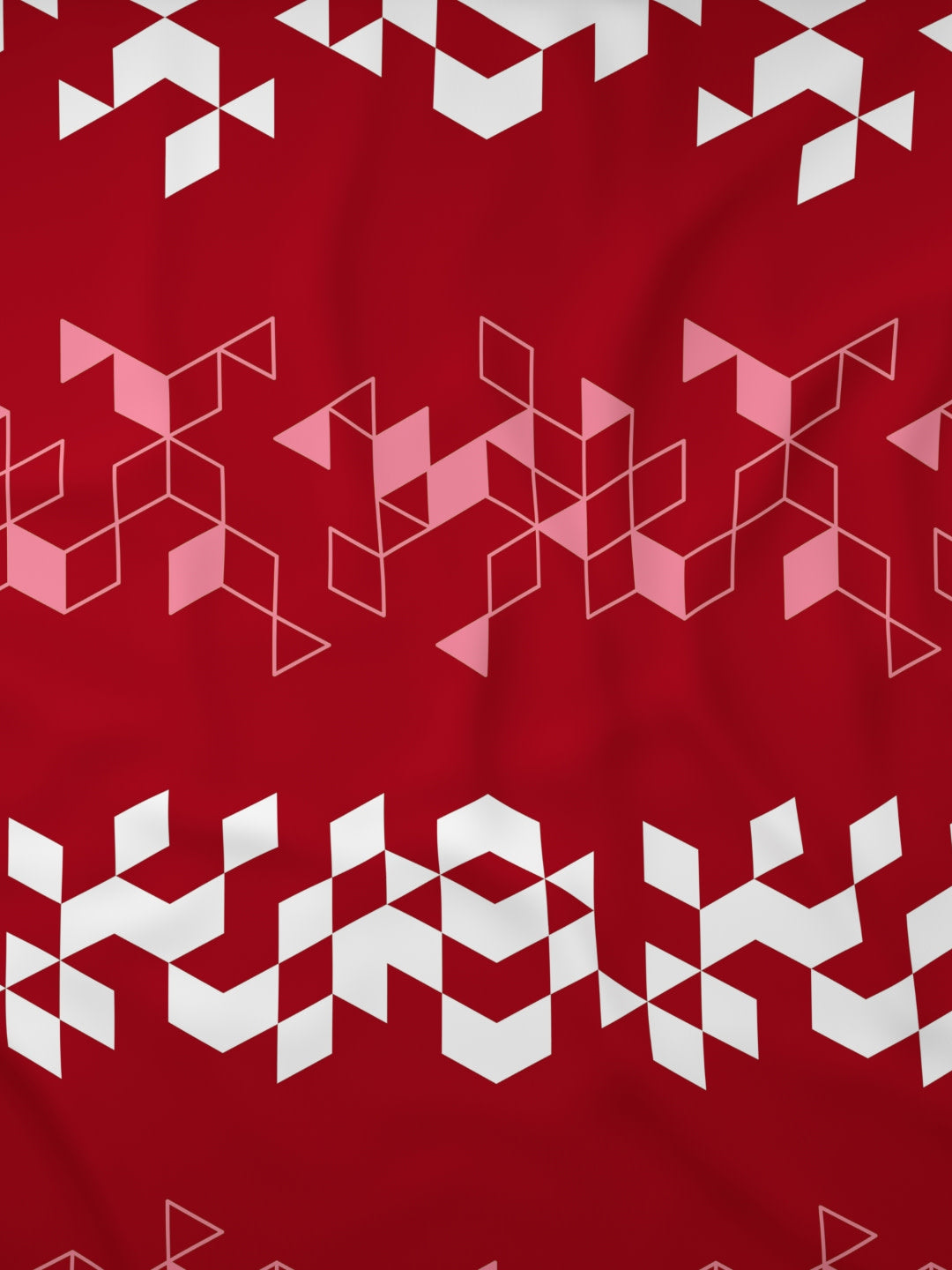 Dreamscape 100% Cotton Geometric Bedsheet Set | 140 TC | Red