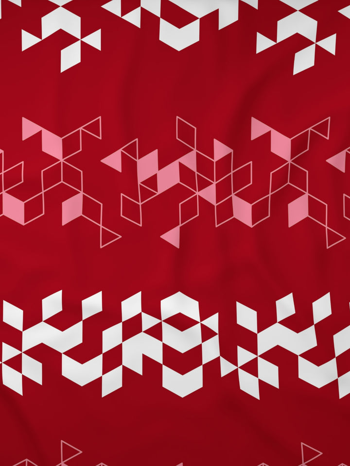 Dreamscape 100% Cotton Geometric Bedsheet Set | 140 TC | Red