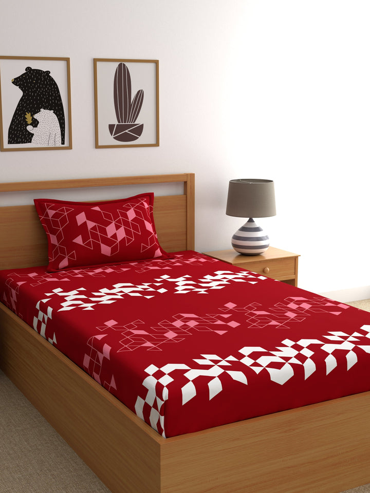 Dreamscape 100% Cotton Geometric Bedsheet Set