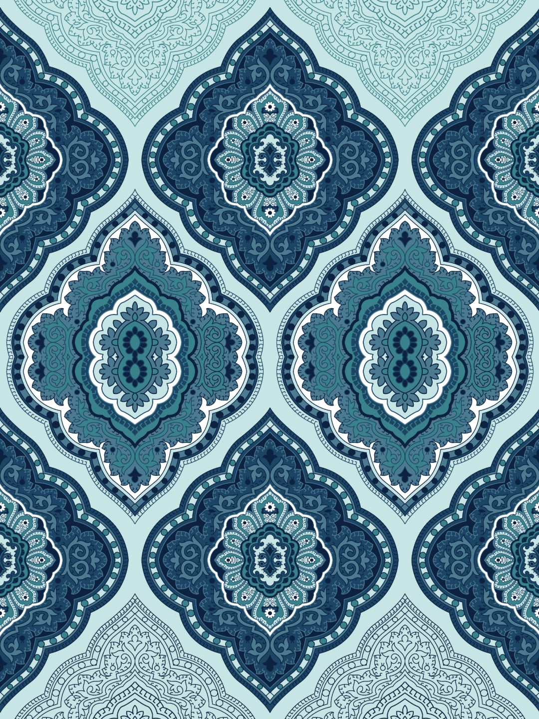 Dreamscape 100% Cotton 140 TC Ethnic Bedsheet Set - Colour: Blue