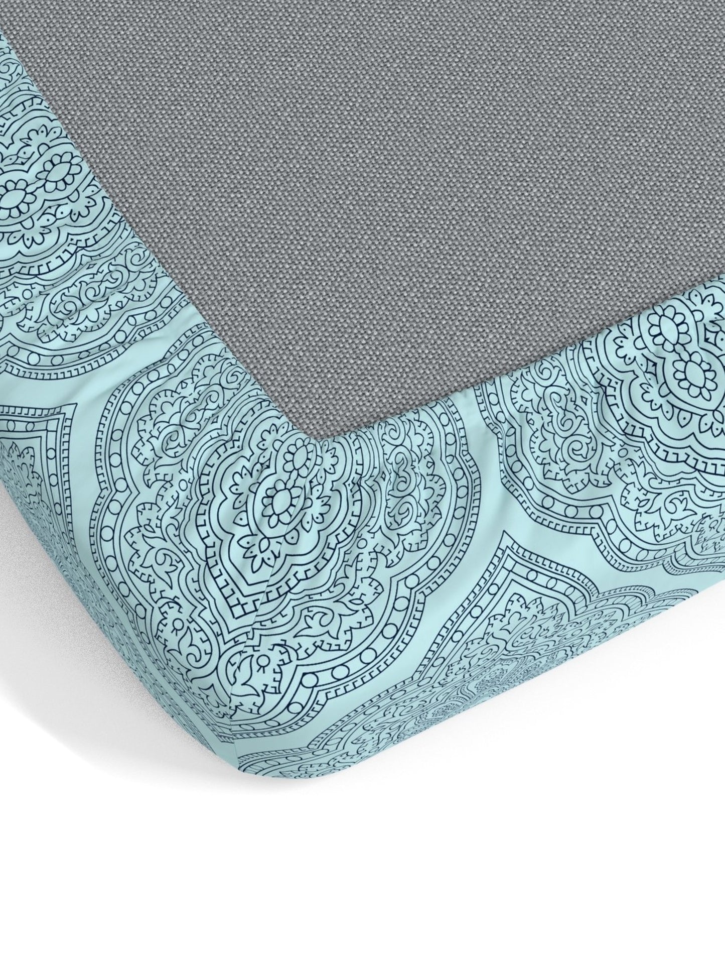 Dreamscape 100% Cotton 140 TC Ethnic Bedsheet Set - Colour: Blue
