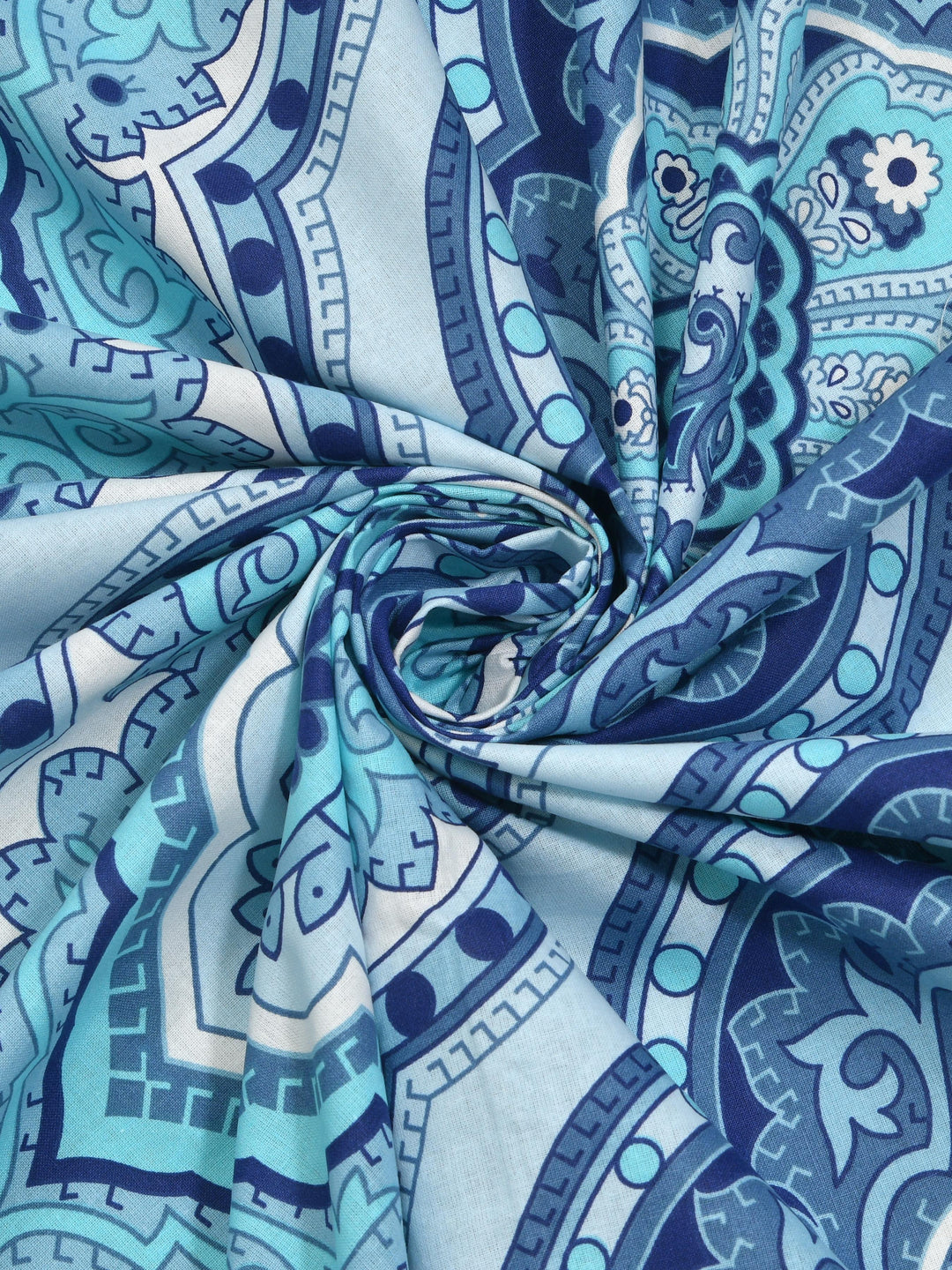 Dreamscape 100% Cotton Ethnic Bedsheet Set | 140 TC | Blue