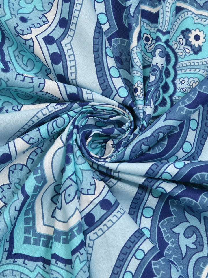 Dreamscape 100% Cotton Ethnic Bedsheet Set | 140 TC | Blue