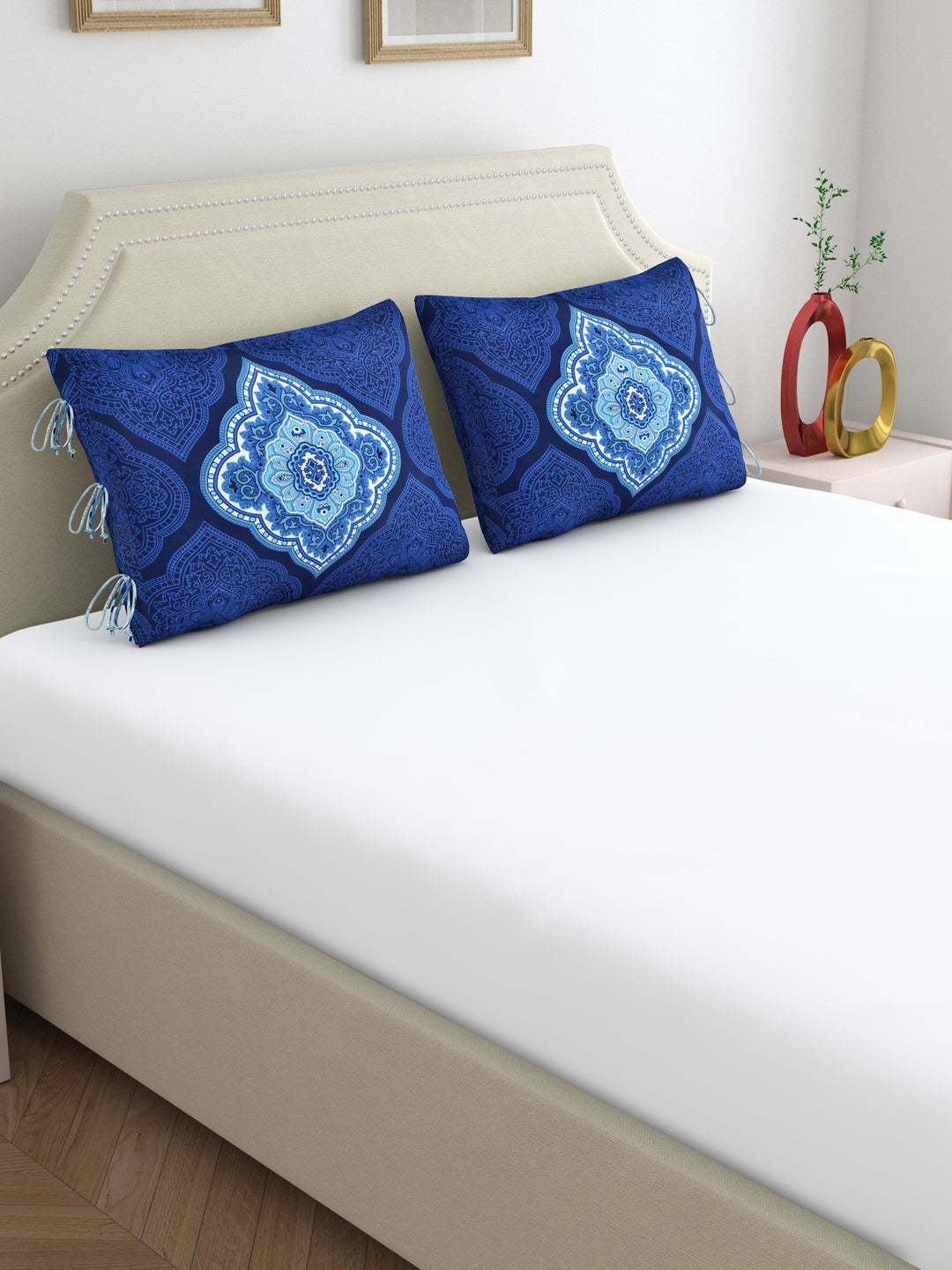Dreamscape 100% Cotton Ethnic Bedsheet Set | 140 TC | Blue