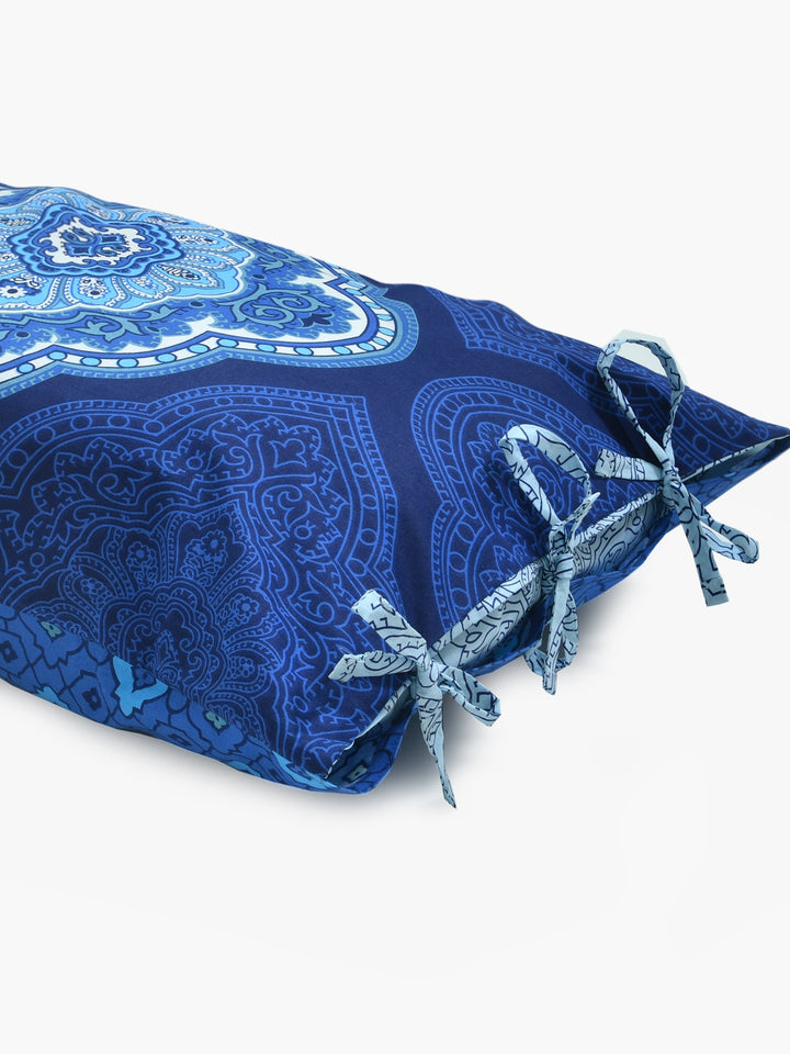 Dreamscape 100% Cotton Ethnic Bedsheet Set | 140 TC | Blue