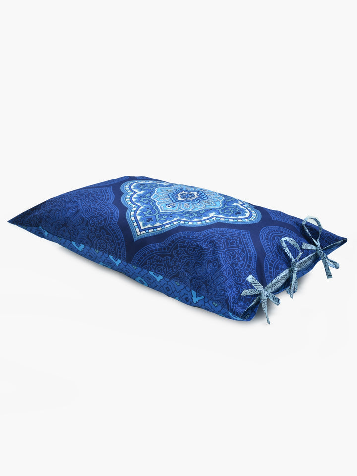 Dreamscape 100% Cotton Ethnic Bedsheet Set | 140 TC | Blue