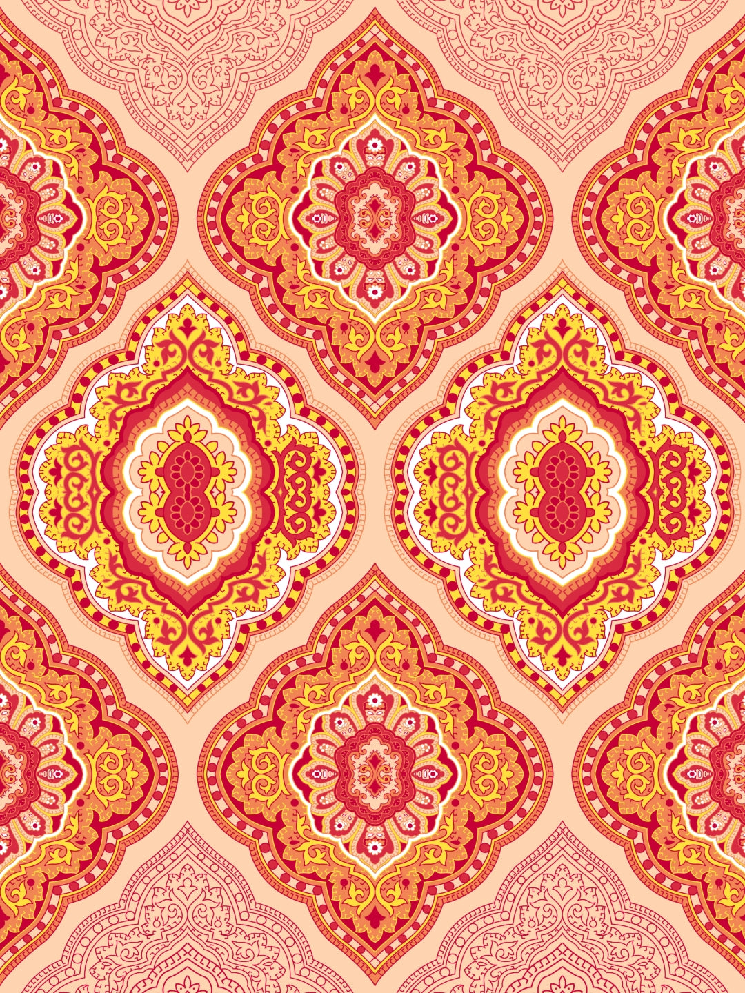 Dreamscape 100% Cotton 140 TC Ethnic Bedsheet Set - Colour: Red