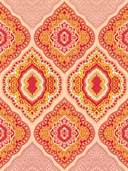 Dreamscape 100% Cotton 140 TC Ethnic Bedsheet Set - Colour: Red