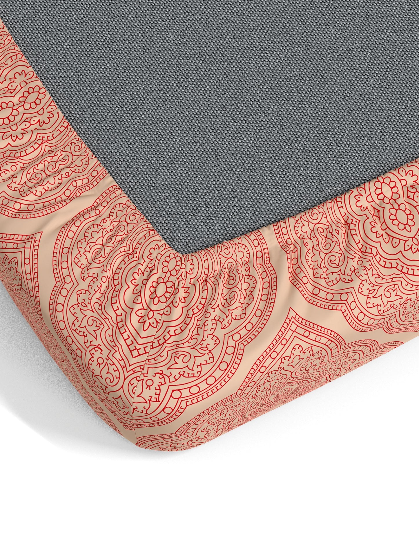 Dreamscape 100% Cotton 140 TC Ethnic Bedsheet Set - Colour: Red