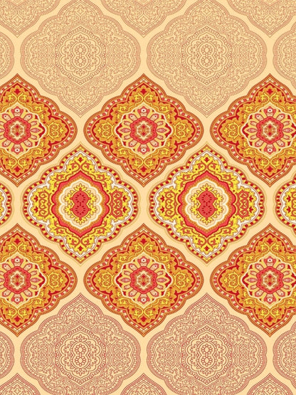 Dreamscape 100% Cotton Ethnic Bedsheet Set | 140 TC | Orange