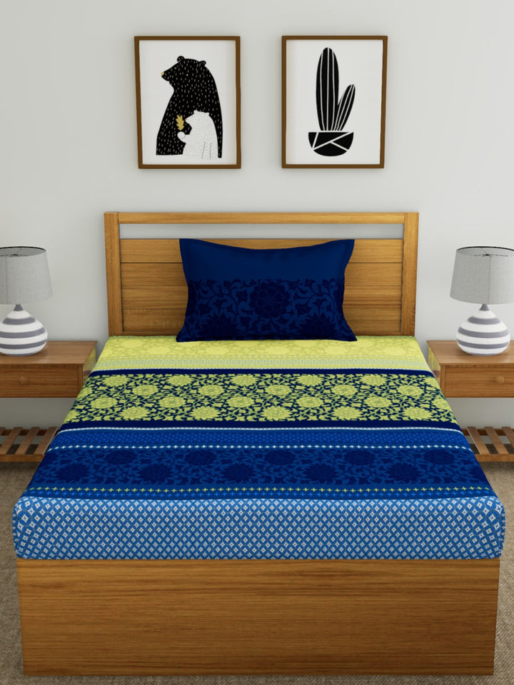 Dreamscape 100% Cotton Floral Lime Green Double Bedsheet